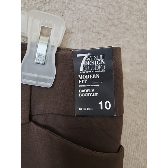 New York & Co 7th Avenue Barely Bootcut Dress Pants Womens 10 Brown Modern NEW - Picture 4 of 9